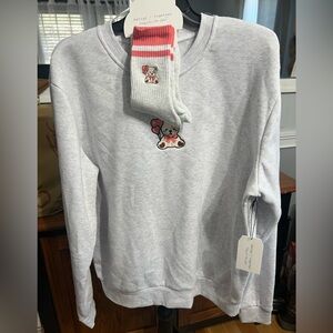 Better Together-Bear on Gray Sweatshirt with Bear Design With Matching Socks NWT